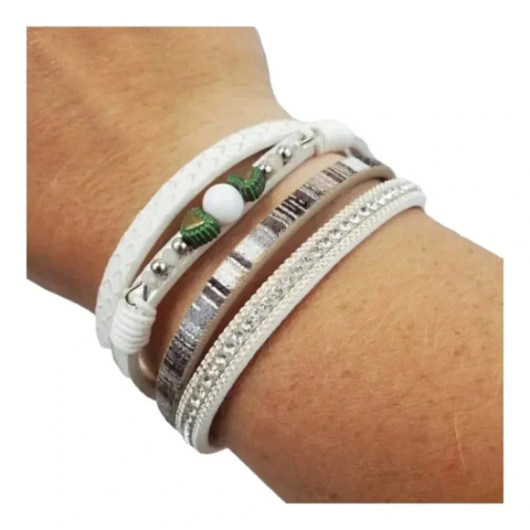 Light Multi Band Boho Bracelet with Magnetic Clasp - Picture 1 of 15